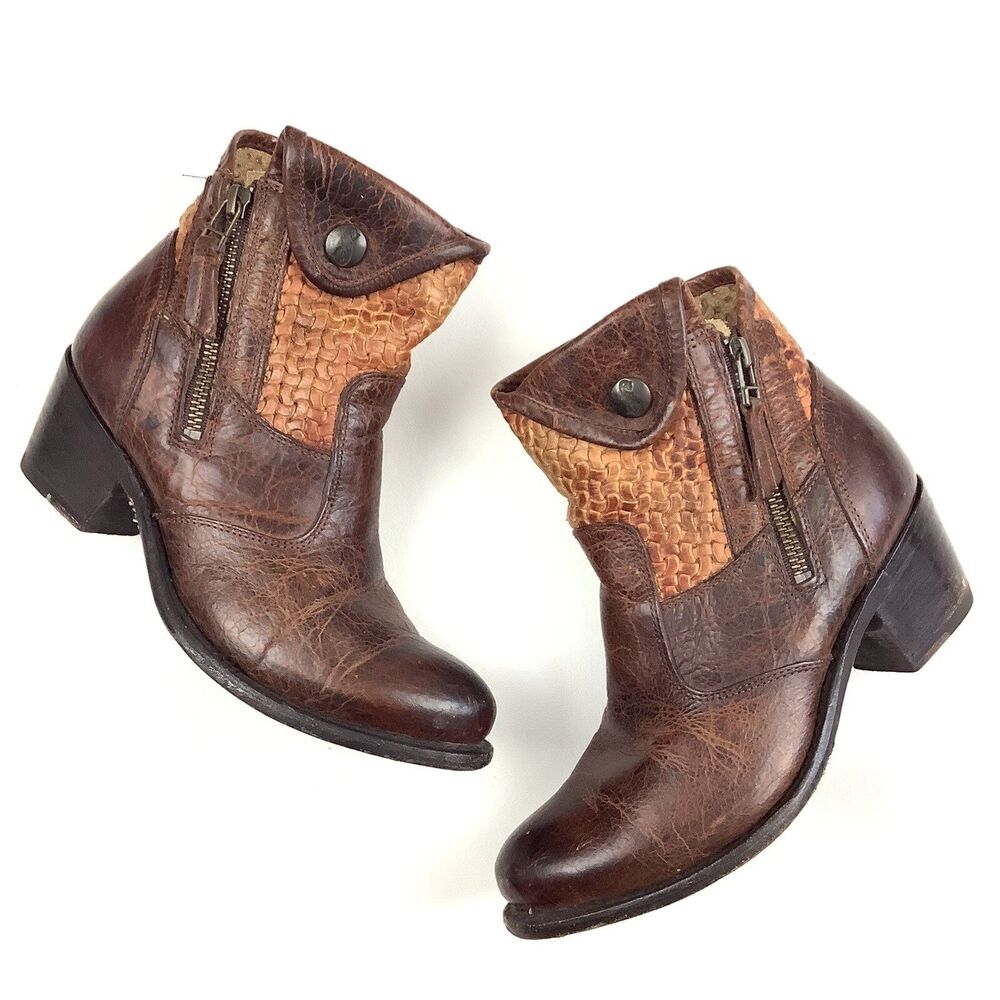 Sonora Isabella Leather Ankle Boots Booties Women's 6 - 6.5 B Brown Western